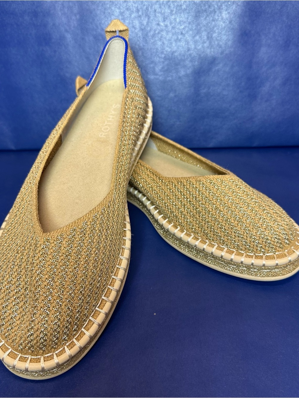 Rothy's Gold Metallic Woven Espadrille Ballet Flat Slip On - Women Size 11.5 New